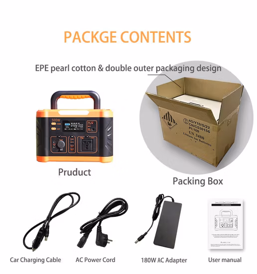 Солнечная мини-ИБП 200 Вт 500 Вт 180000 мАч Источник бесперебойного питания Зарядное устройство Power Bank Открытая портативная электростанция